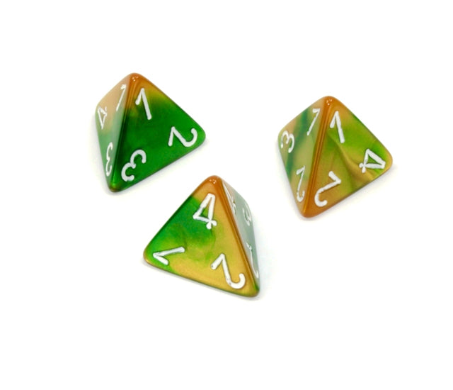 Chessex Polyhedral Dice Set: Gemini (Gold-Green/White)