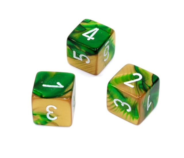 Chessex Polyhedral Dice Set: Gemini (Gold-Green/White)