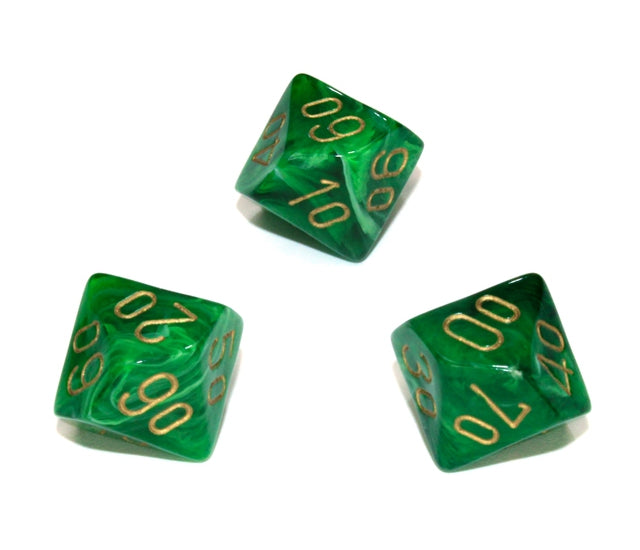 Chessex Polyhedral Dice Set: Vortex (Green/Gold)