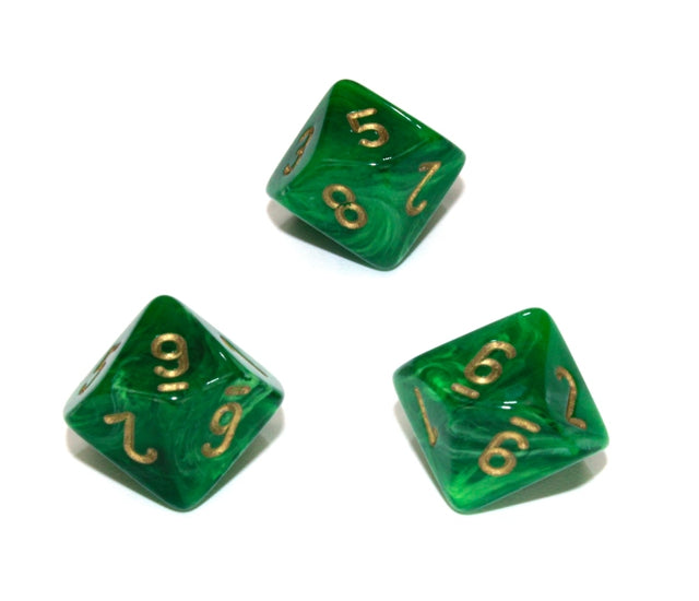 Chessex Polyhedral Dice Set: Vortex (Green/Gold)