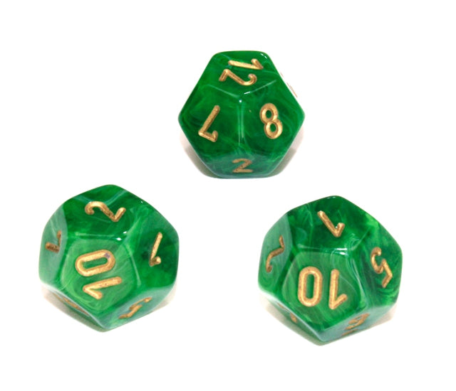Chessex Polyhedral Dice Set: Vortex (Green/Gold)