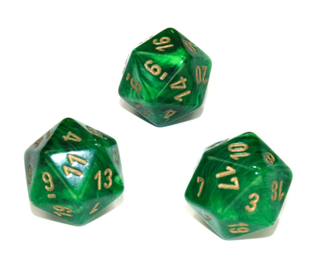 Chessex Polyhedral Dice Set: Vortex (Green/Gold)
