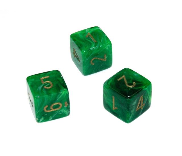 Chessex Polyhedral Dice Set: Vortex (Green/Gold)
