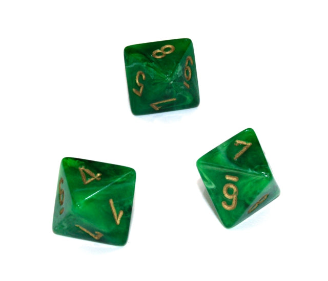 Chessex Polyhedral Dice Set: Vortex (Green/Gold)