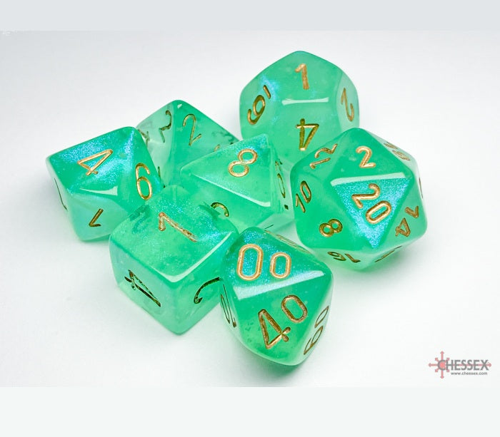 Chessex Polyhedral Dice Set: Borealis Luminary (Light Green/Gold)