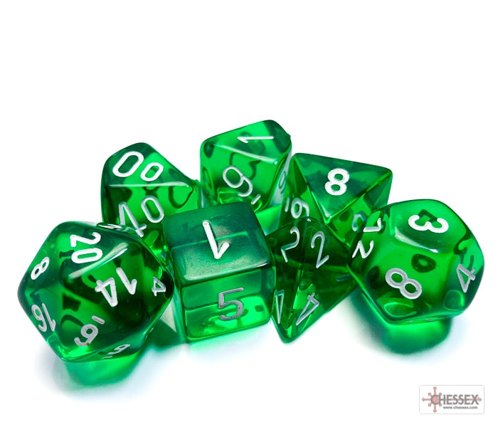 Chessex Polyhedral Dice Set: Translucent (Green/White)
