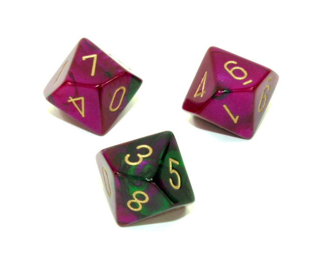 Chessex Polyhedral Dice Set: Gemini (Green Purple/Gold)