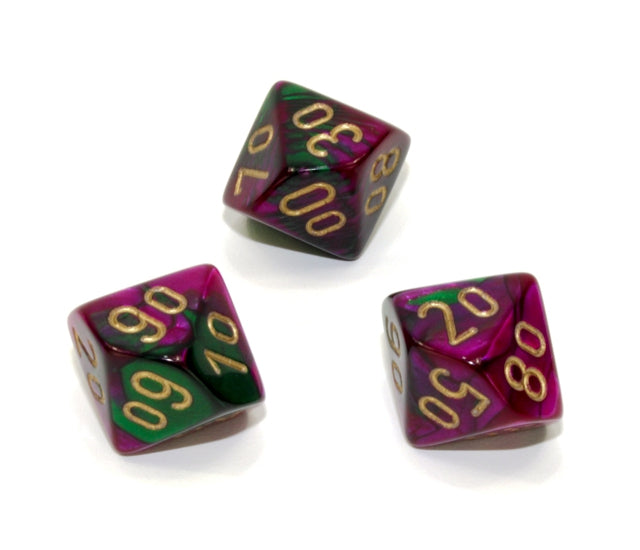 Chessex Polyhedral Dice Set: Gemini (Green Purple/Gold)