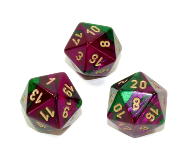 Chessex Polyhedral Dice Set: Gemini (Green Purple/Gold)