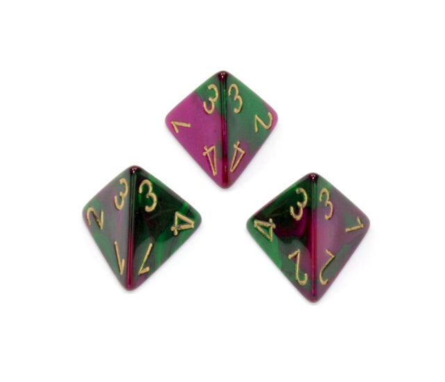 Chessex Polyhedral Dice Set: Gemini (Green Purple/Gold)