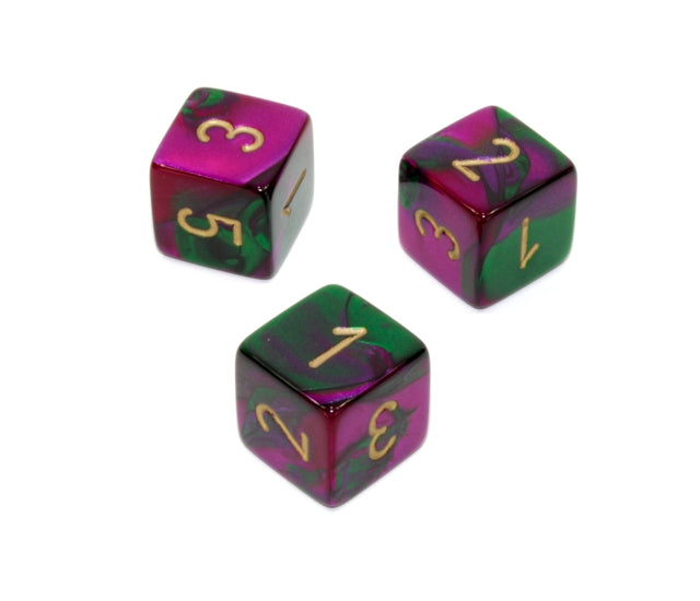 Chessex Polyhedral Dice Set: Gemini (Green Purple/Gold)