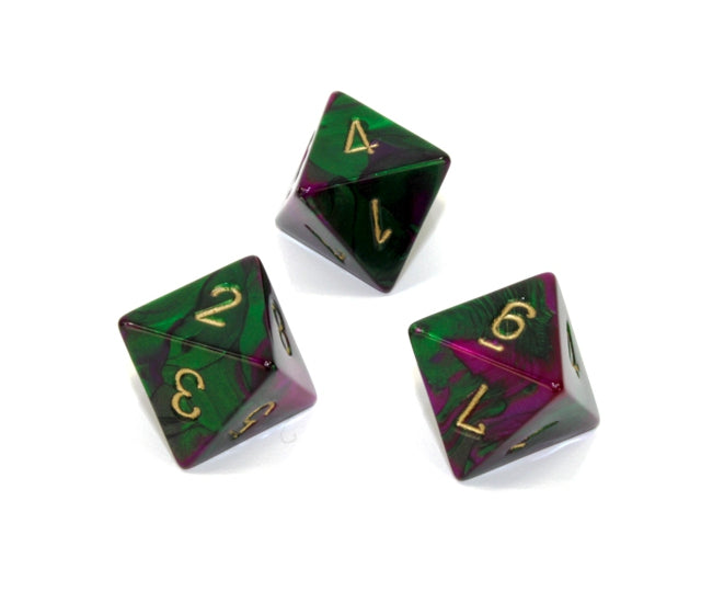 Chessex Polyhedral Dice Set: Gemini (Green Purple/Gold)