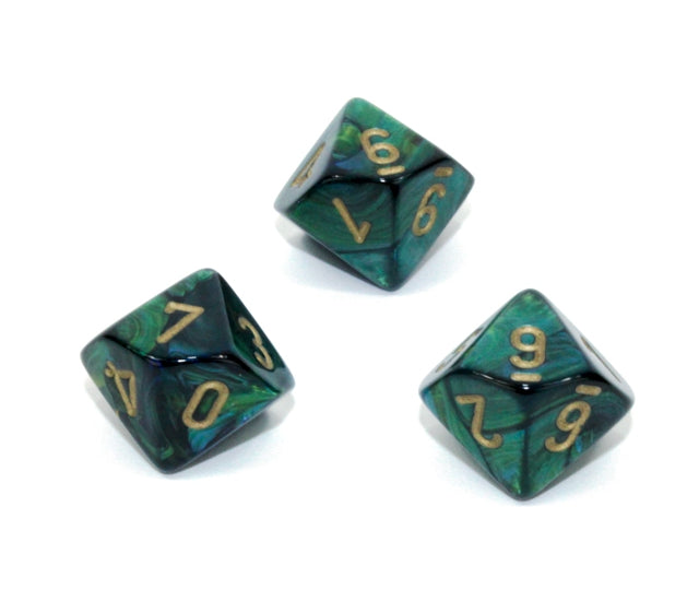 Chessex Polyhedral Dice Set: Scarab (Jade/Gold)