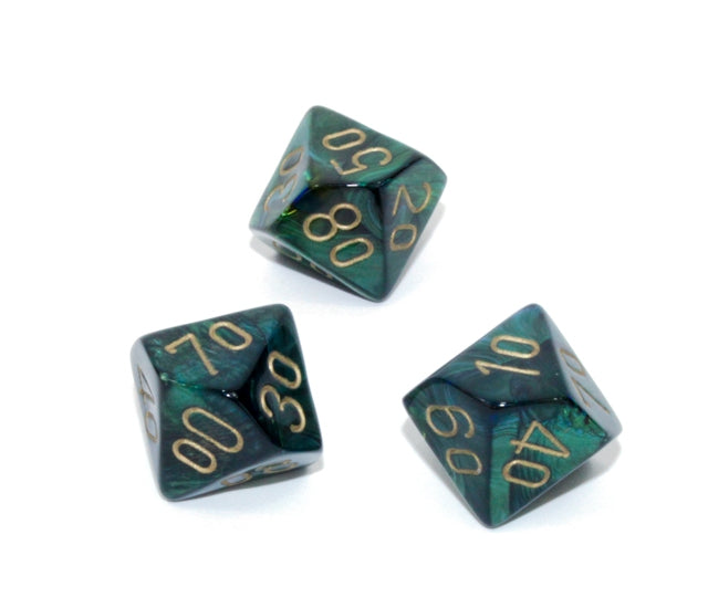 Chessex Polyhedral Dice Set: Scarab (Jade/Gold)