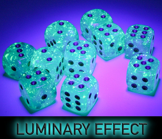 Chessex D6 Dice Brick: Borealis Luminary (Light Green/Gold)