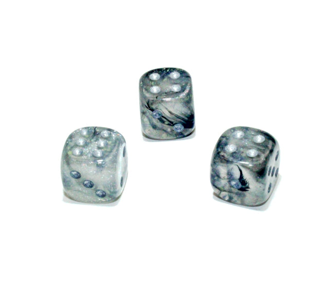 Chessex D6 Dice Brick: Borealis Luminary (Light Smoke/Silver)