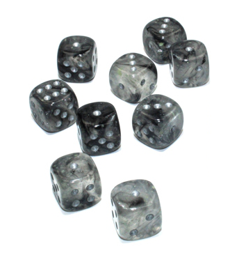 Chessex D6 Dice Brick: Borealis Luminary (Light Smoke/Silver)