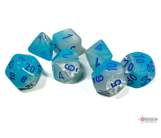 Chessex Polyhedral Dice Set: Gemini Luminary (Pearl Turquoise-White/Blue)