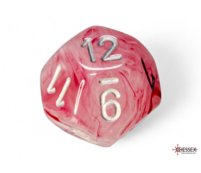 Chessex Polyhedral Dice Set: Ghostly Glow (Pink/Silver)