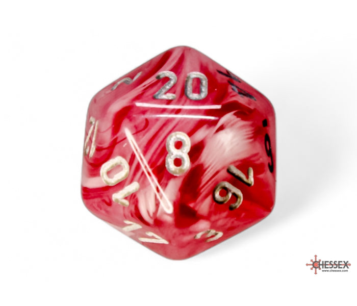 Chessex Polyhedral Dice Set: Ghostly Glow (Pink/Silver)