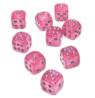 Chessex D6 Dice Brick: Borealis Luminary (Pink/Silver)