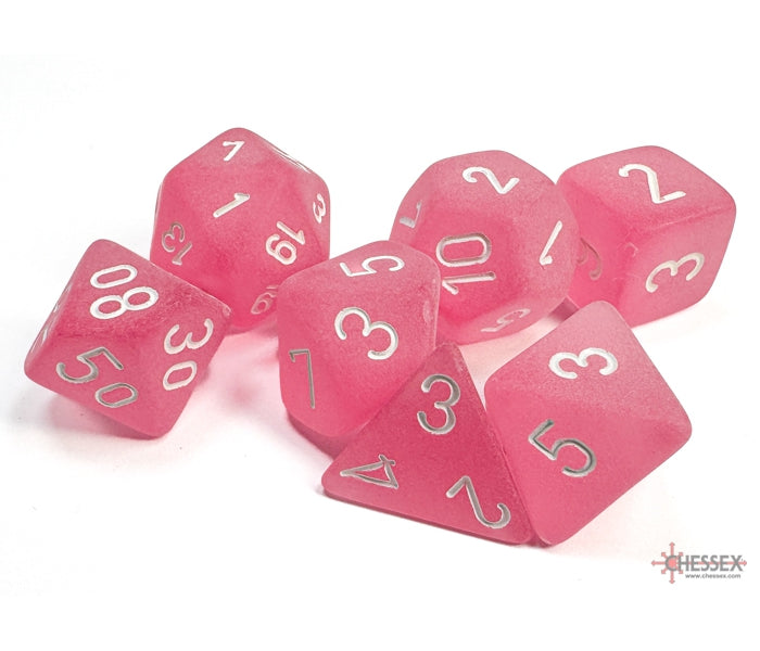 Chessex Polyhedral Dice Set: Frosted (Pink/White)