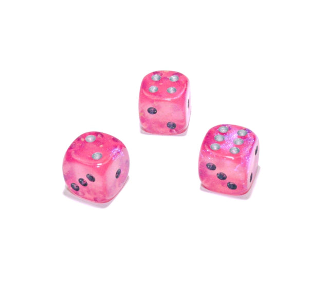 Chessex D6 Dice Brick: Borealis Luminary (Pink/Silver)