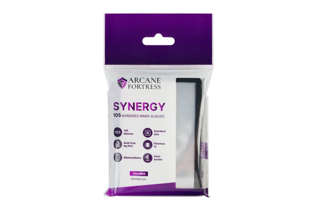 Arcane Fortress Synergy Inner Card Sleeves: Standard - Pitch Black (105ct)