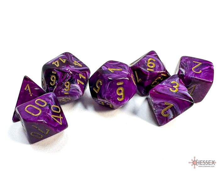 Chessex Polyhedral Dice Set: Vortex (Purple/Gold)