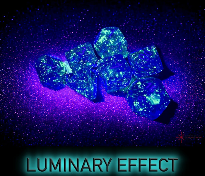 Chessex Polyhedral Dice Set: Borealis Luminary (Purple/White)