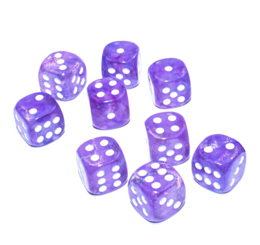 Chessex D6 Dice Brick: Borealis Luminary (Purple/White)