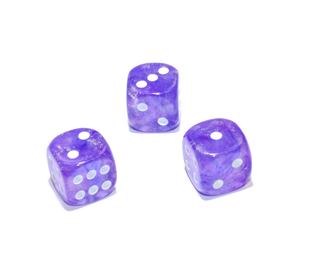 Chessex D6 Dice Brick: Borealis Luminary (Purple/White)