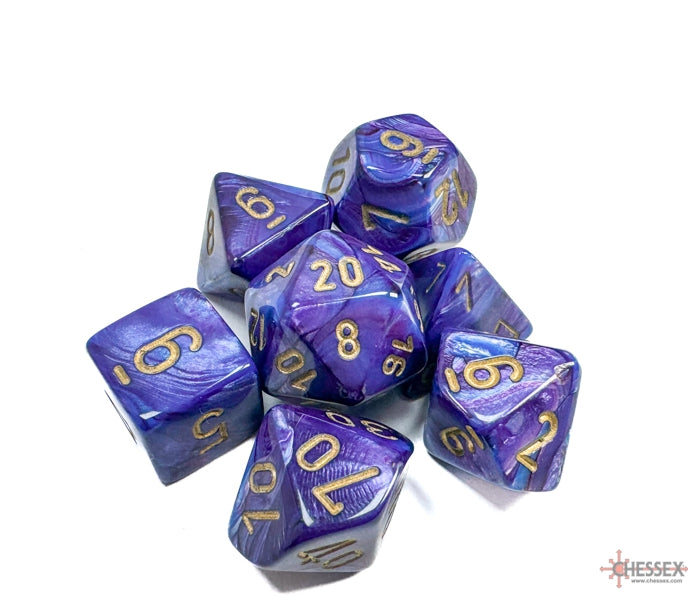 Chessex Polyhedral Dice Set: Lustrous (Purple/Gold)