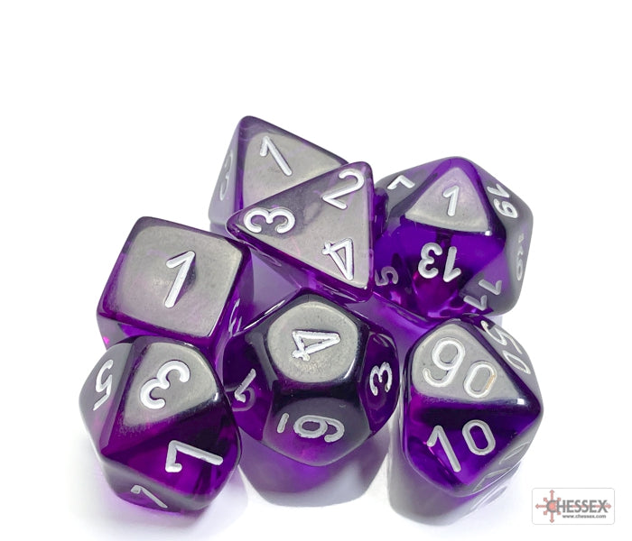Chessex Polyhedral Dice Set: Translucent (Purple/White)