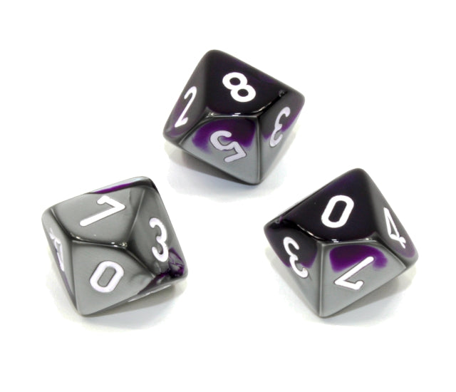 Chessex Polyhedral Dice Set: Gemini (Purple-Steel/White)