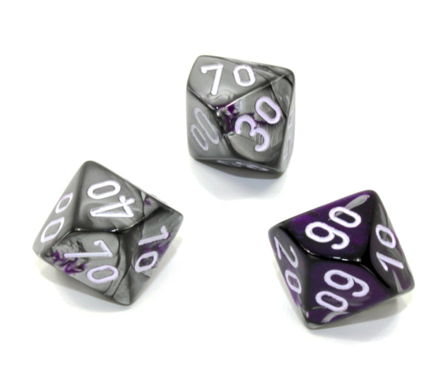 Chessex Polyhedral Dice Set: Gemini (Purple-Steel/White)