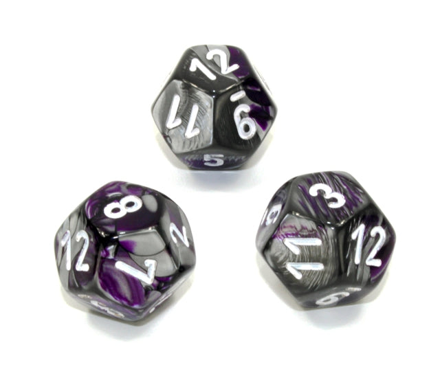 Chessex Polyhedral Dice Set: Gemini (Purple-Steel/White)
