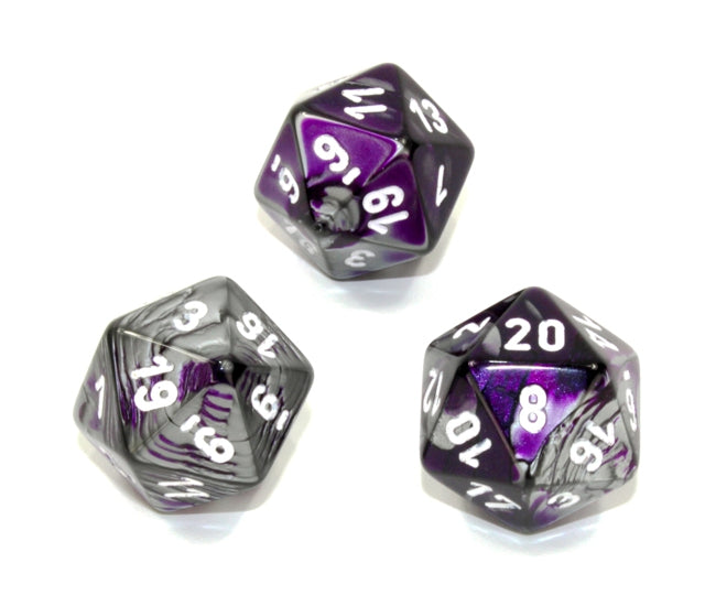 Chessex Polyhedral Dice Set: Gemini (Purple-Steel/White)