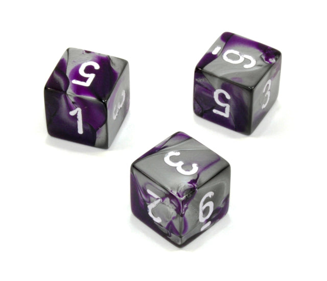 Chessex Polyhedral Dice Set: Gemini (Purple-Steel/White)