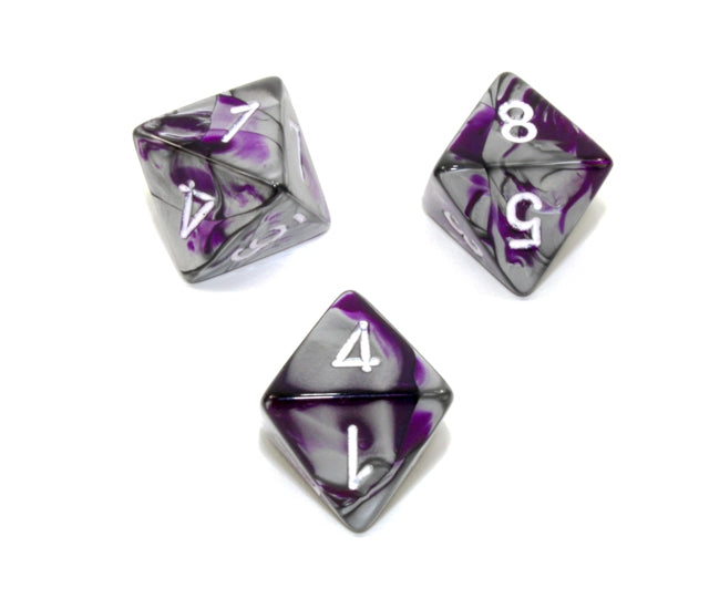 Chessex Polyhedral Dice Set: Gemini (Purple-Steel/White)