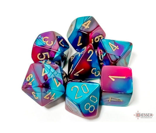 Chessex Polyhedral Dice Set: Gemini (Purple Teal/Gold)
