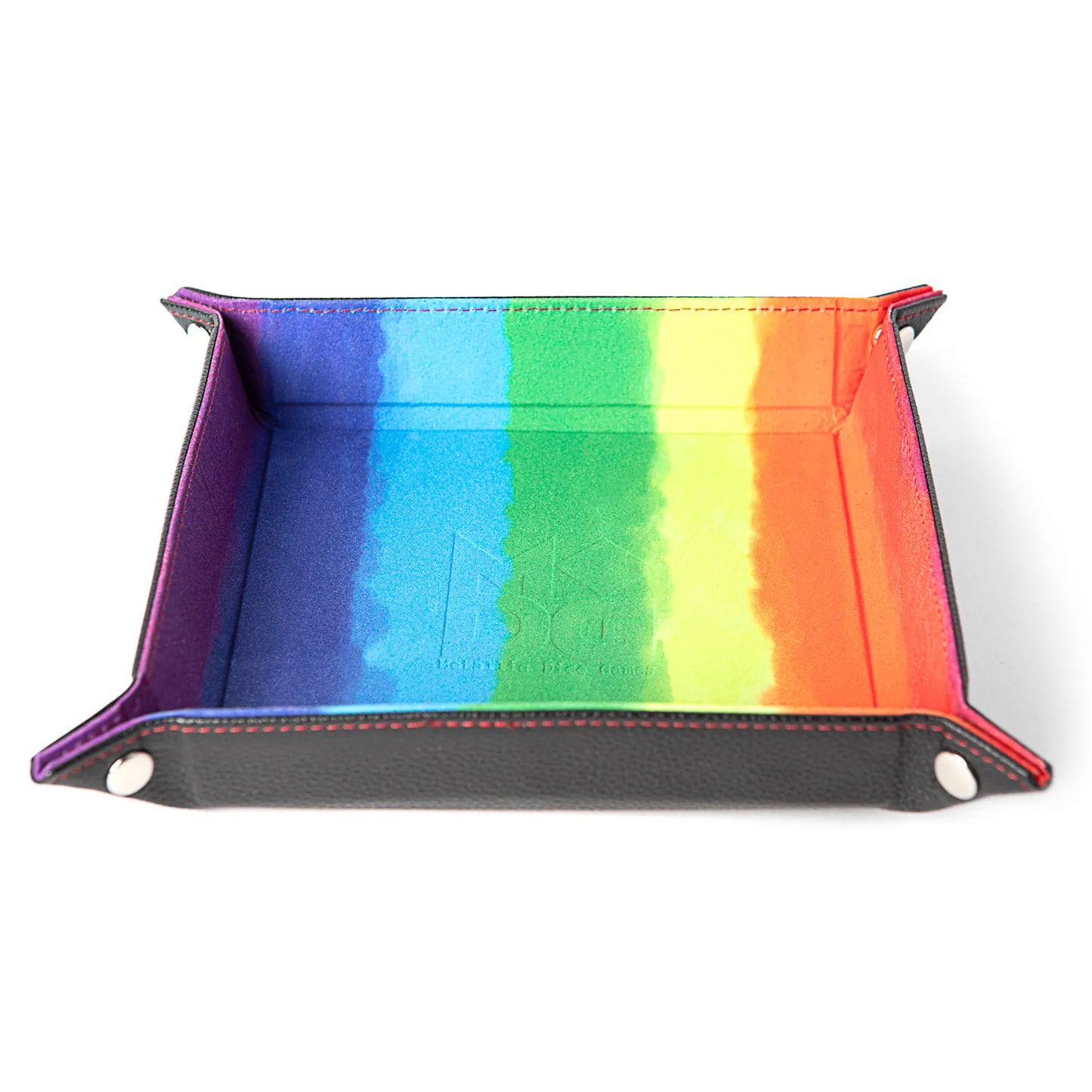 Fanroll Velvet Dice Tray With Leather Backing - Rainbow Watercolor