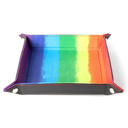 Fanroll Velvet Dice Tray With Leather Backing - Rainbow Watercolor