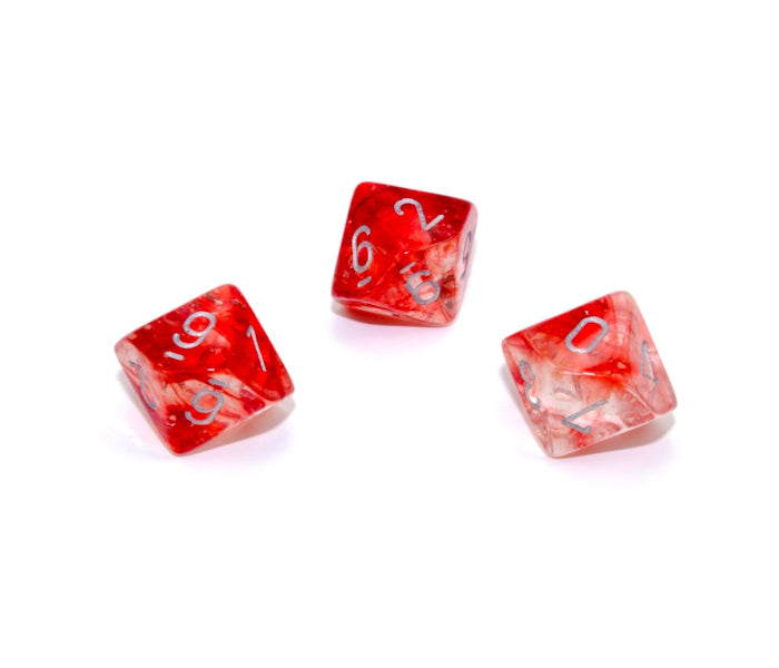 Chessex Polyhedral Dice Set: Nebula Luminary (Red/Silver)