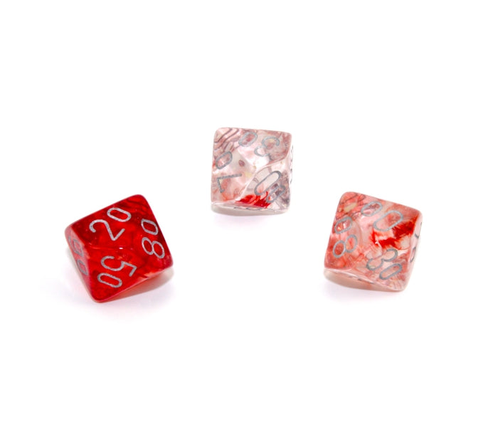 Chessex Polyhedral Dice Set: Nebula Luminary (Red/Silver)