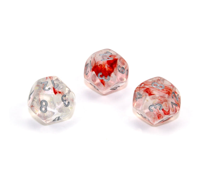 Chessex Polyhedral Dice Set: Nebula Luminary (Red/Silver)