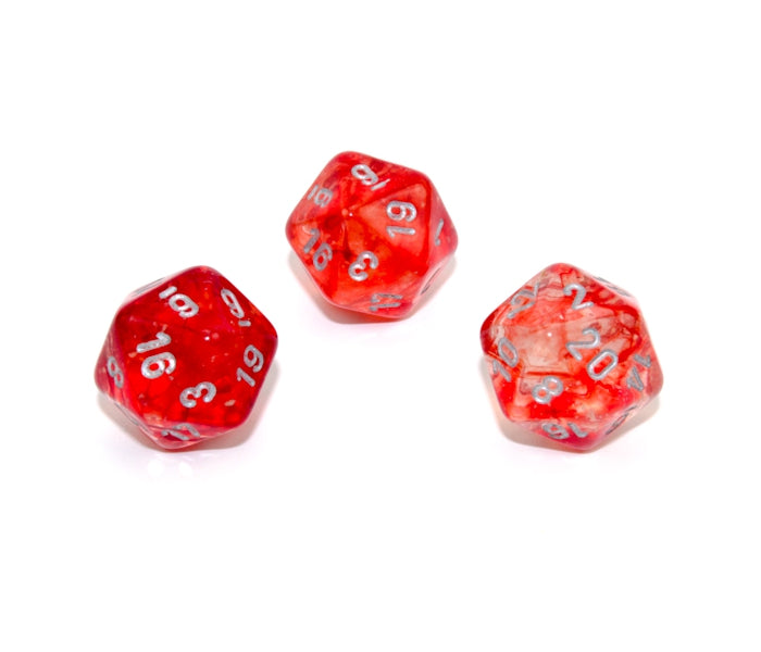 Chessex Polyhedral Dice Set: Nebula Luminary (Red/Silver)