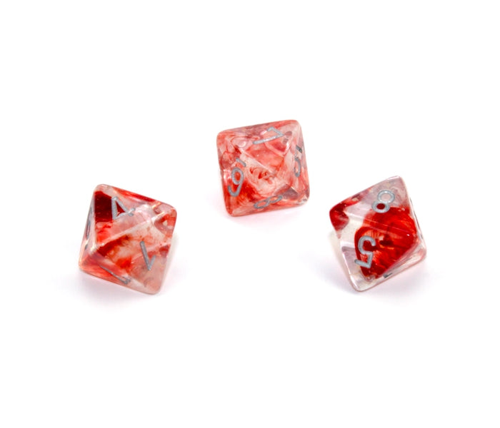 Chessex Polyhedral Dice Set: Nebula Luminary (Red/Silver)