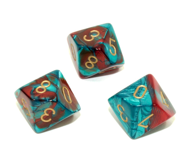 Chessex Polyhedral Dice Set: Gemini (Red-Teal/Gold)