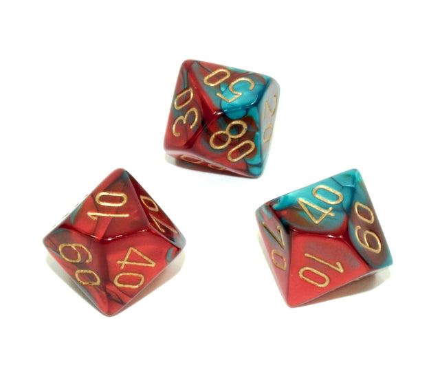 Chessex Polyhedral Dice Set: Gemini (Red-Teal/Gold)